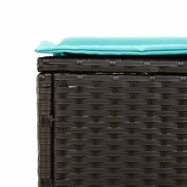 Schwarze Poly Rattan Sonnenliege mit Tisch & Kissen