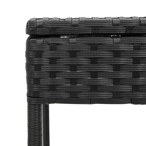 Schwarze Poly Rattan Sonnenliege mit Tisch & Kissen