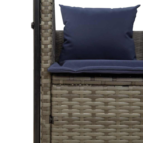 Doppelte Sonnenliege Polyrattan mit Dach Grau