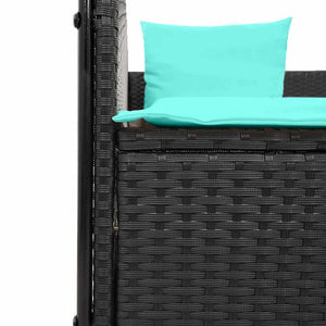 Doppelte Sonnenliege mit Dach Schwarz Polyrattan