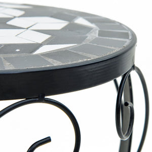 Pflanzenständer 3er Set Keramik Mosaik Schwarz/Weiß