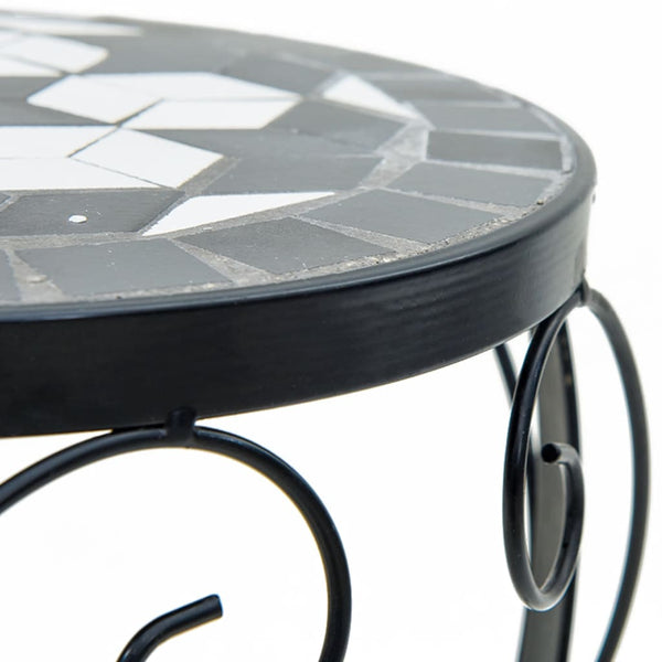Pflanzenständer 3er Set Keramik Mosaik Schwarz/Weiß