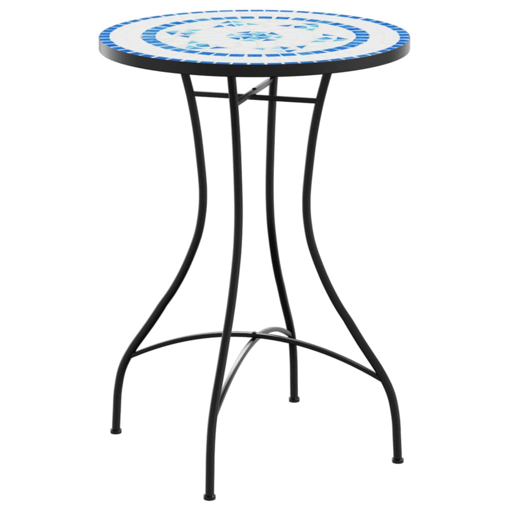 Mosaik Bistrotisch Blau-Weiß Ø50cm