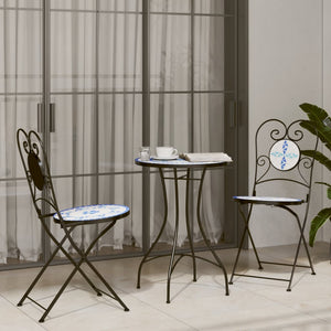 Mosaik Bistrotisch Blau-Weiß Ø50cm