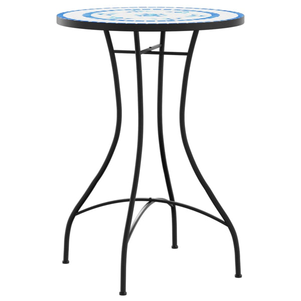 Mosaik Bistrotisch Blau-Weiß Ø50cm
