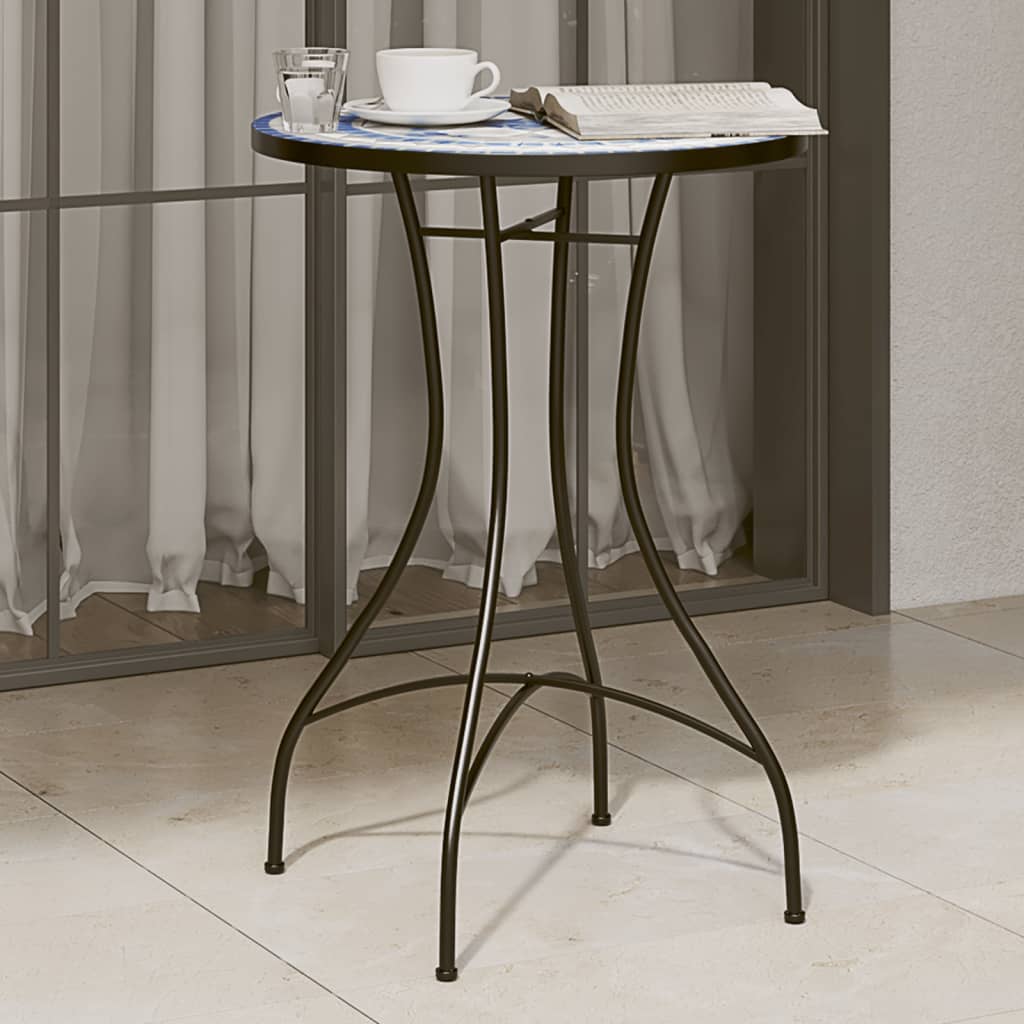 Mosaik Bistrotisch Blau-Weiß Ø50cm