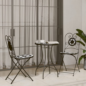 Mosaik Bistrotisch Schwarz/Weiß Ø50x70cm