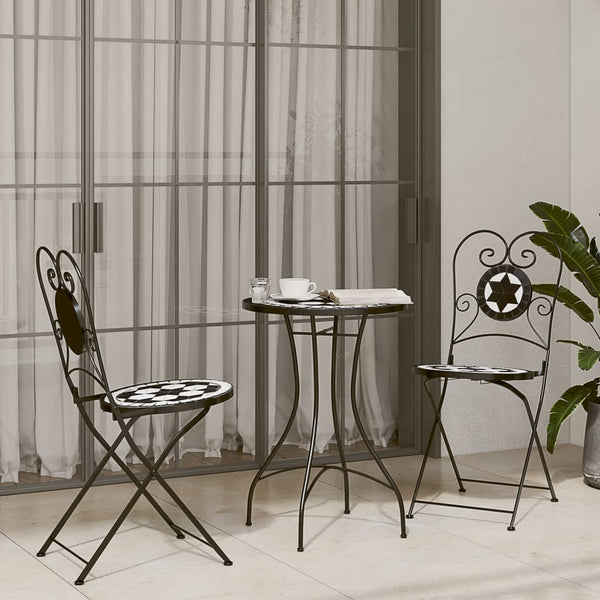 Mosaik Bistrotisch Schwarz/Weiß Ø50x70cm