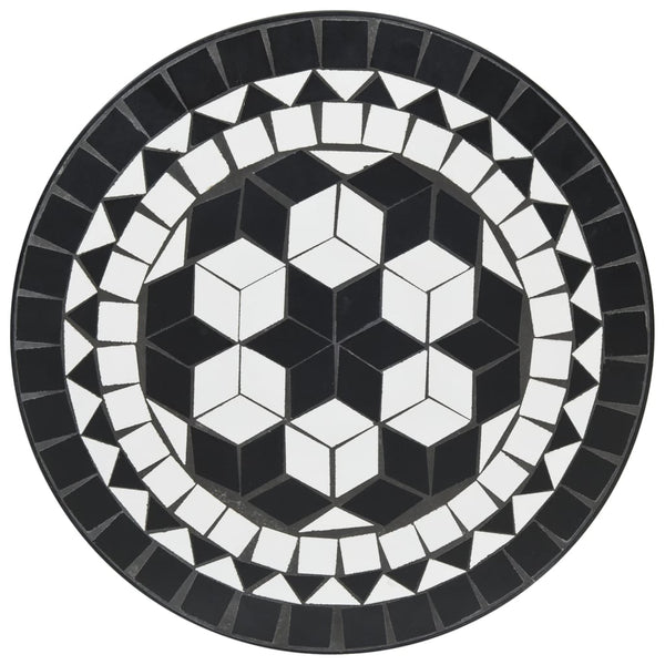 Mosaik Bistrotisch Schwarz/Weiß Ø50x70cm