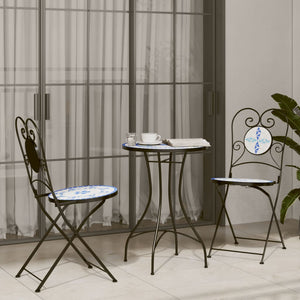 Klappbare Bistrostühle, 2er Set, Blau/Weiß