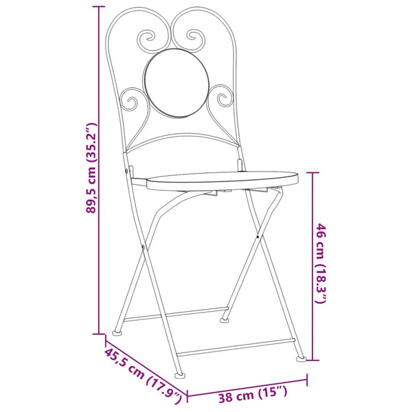 Klappbare Bistrostühle, 2er Set, Blau/Weiß