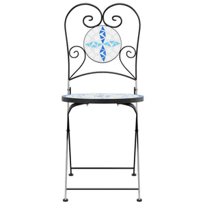 Klappbare Bistrostühle, 2er Set, Blau/Weiß