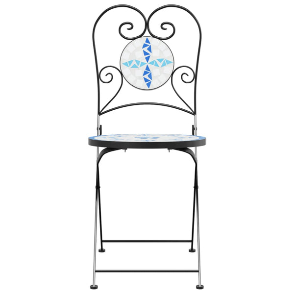 Klappbare Bistrostühle, 2er Set, Blau/Weiß