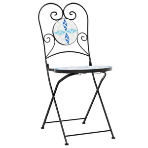 Klappbare Bistrostühle, 2er Set, Blau/Weiß