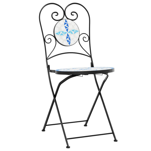 Klappbare Bistrostühle, 2er Set, Blau/Weiß