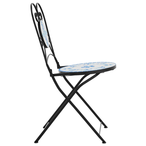 Klappbare Bistrostühle, 2er Set, Blau/Weiß