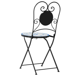 Klappbare Bistrostühle, 2er Set, Blau/Weiß