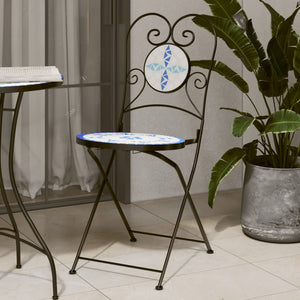 Klappbare Bistrostühle, 2er Set, Blau/Weiß