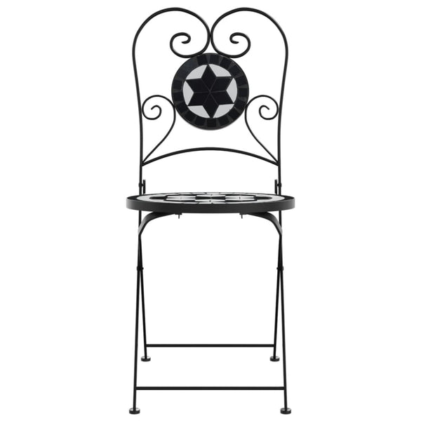 Klappbare Bistrostühle, 2er-Set, Schwarz/Weiß