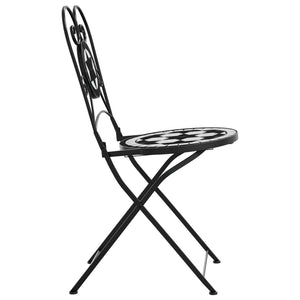 Klappbare Bistrostühle, 2er-Set, Schwarz/Weiß