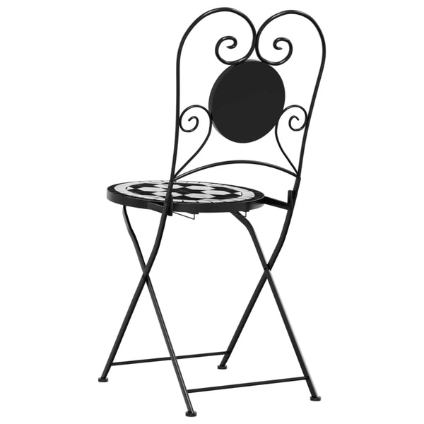 Klappbare Bistrostühle, 2er-Set, Schwarz/Weiß