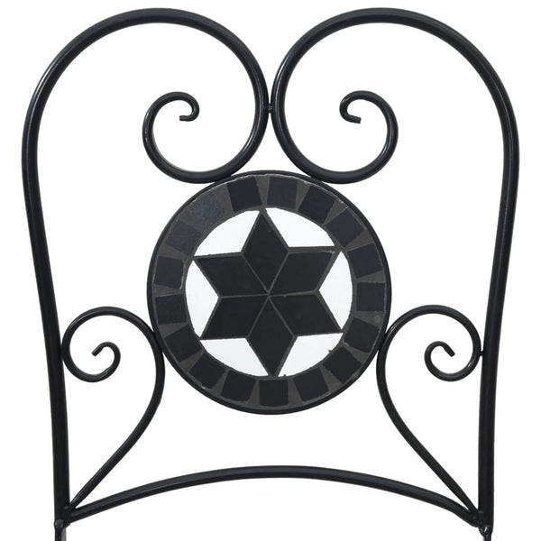 Klappbare Bistrostühle, 2er-Set, Schwarz/Weiß