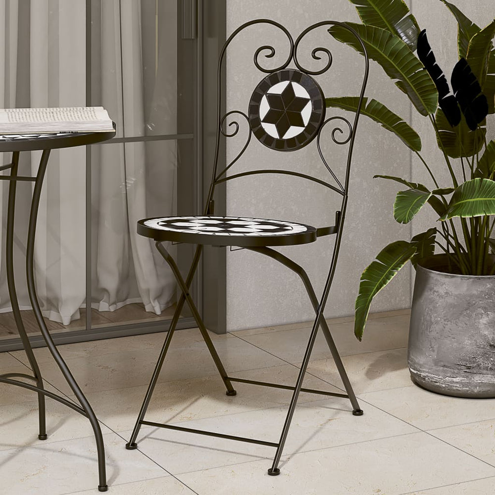 Klappbare Bistrostühle, 2er-Set, Schwarz/Weiß