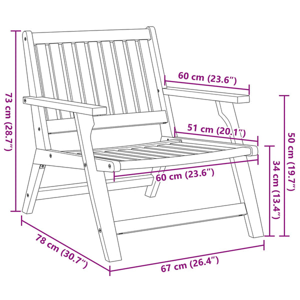 Relax Bank 2er Set Akazie Massivholz Braun