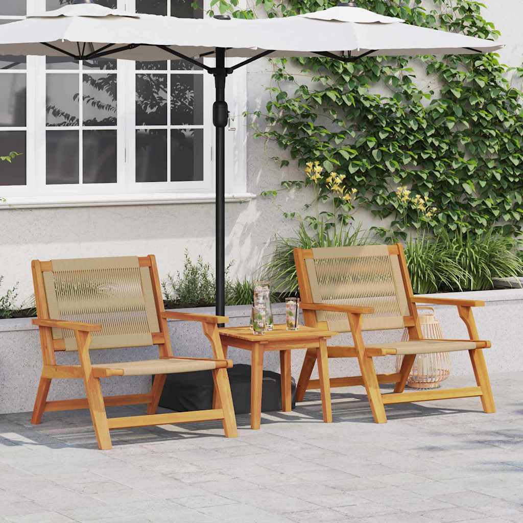 2er Gartenmöbel Set Beige Akazie Massivholz