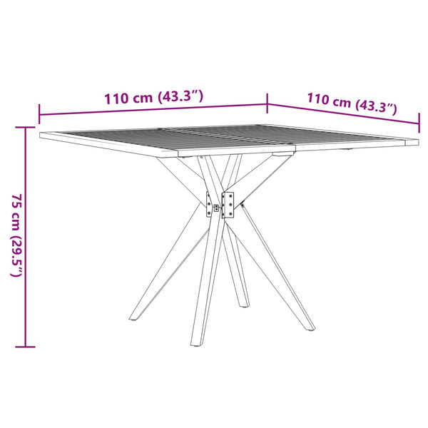Quadratischer Gartentisch Akazie 110x110 cm