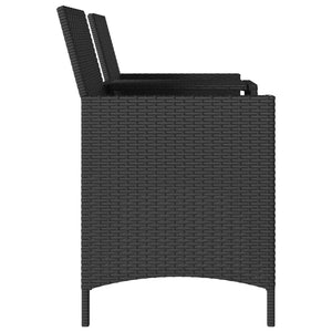 Gartensofa 2-Sitzer mit Tisch Schwarz Rattan