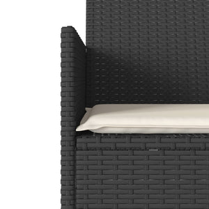 Gartensofa 2-Sitzer mit Tisch Schwarz Rattan