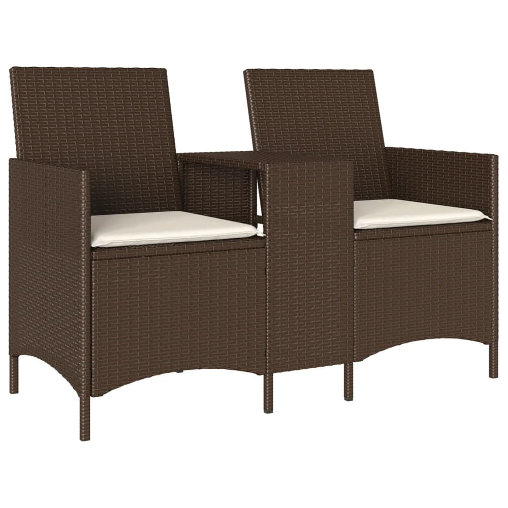 2-Sitzer Gartensofa mit Tisch Braun Rattan