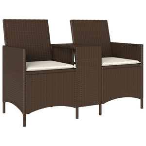 2-Sitzer Gartensofa mit Tisch Braun Rattan