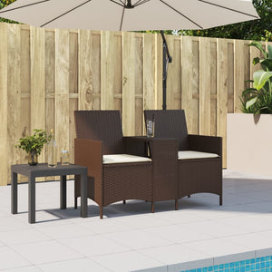 2-Sitzer Gartensofa mit Tisch Braun Rattan