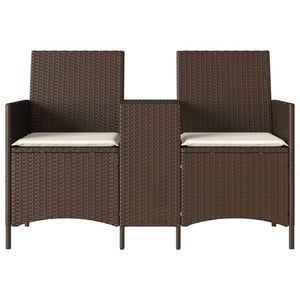 2-Sitzer Gartensofa mit Tisch Braun Rattan