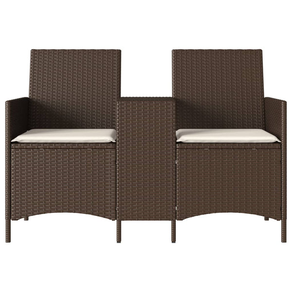 2-Sitzer Gartensofa mit Tisch Braun Rattan