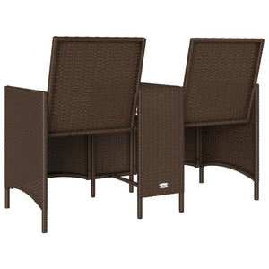 2-Sitzer Gartensofa mit Tisch Braun Rattan