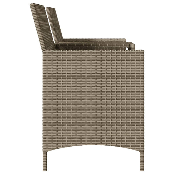 2-Sitzer Gartensofa mit Tisch Grau Rattan