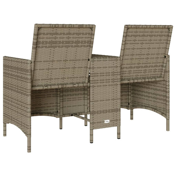 2-Sitzer Gartensofa mit Tisch Grau Rattan