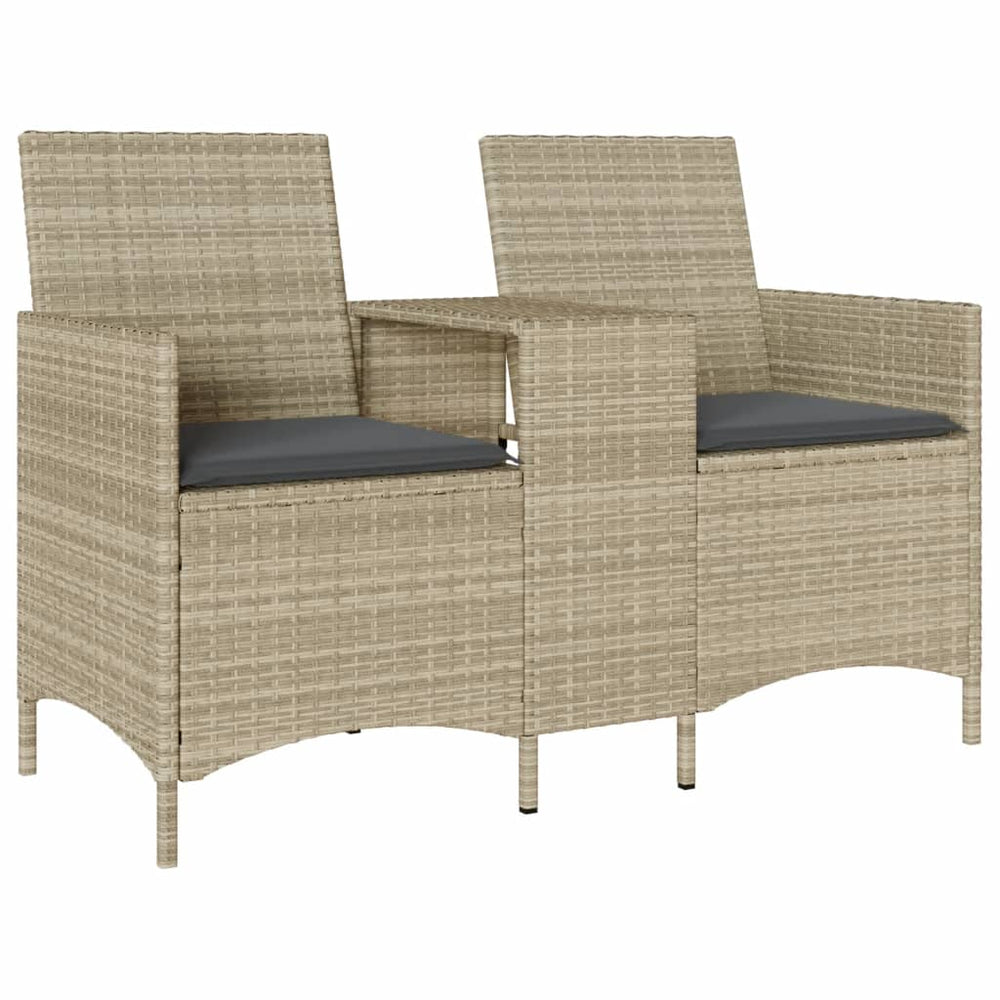 Gartensofa 2-Sitzer mit Tisch Hellgrau