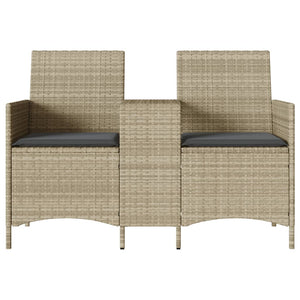vidaXL Canapé de jardin 2 places avec table et coussins Gris clair résine tressée