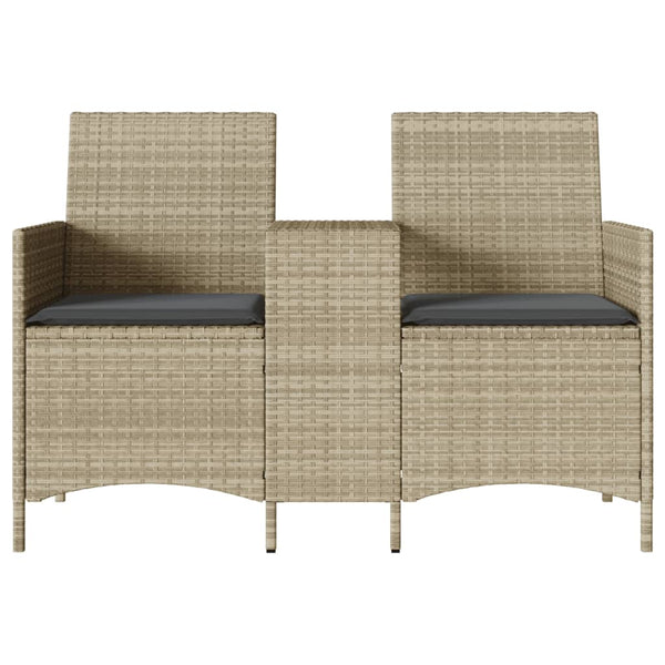 vidaXL Canapé de jardin 2 places avec table et coussins Gris clair résine tressée