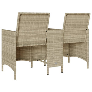 vidaXL Canapé de jardin 2 places avec table et coussins Gris clair résine tressée