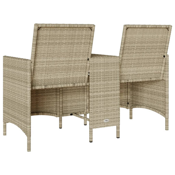 vidaXL Canapé de jardin 2 places avec table et coussins Gris clair résine tressée