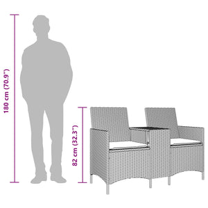 vidaXL Canapé de jardin 2 places avec table et coussins Gris clair résine tressée