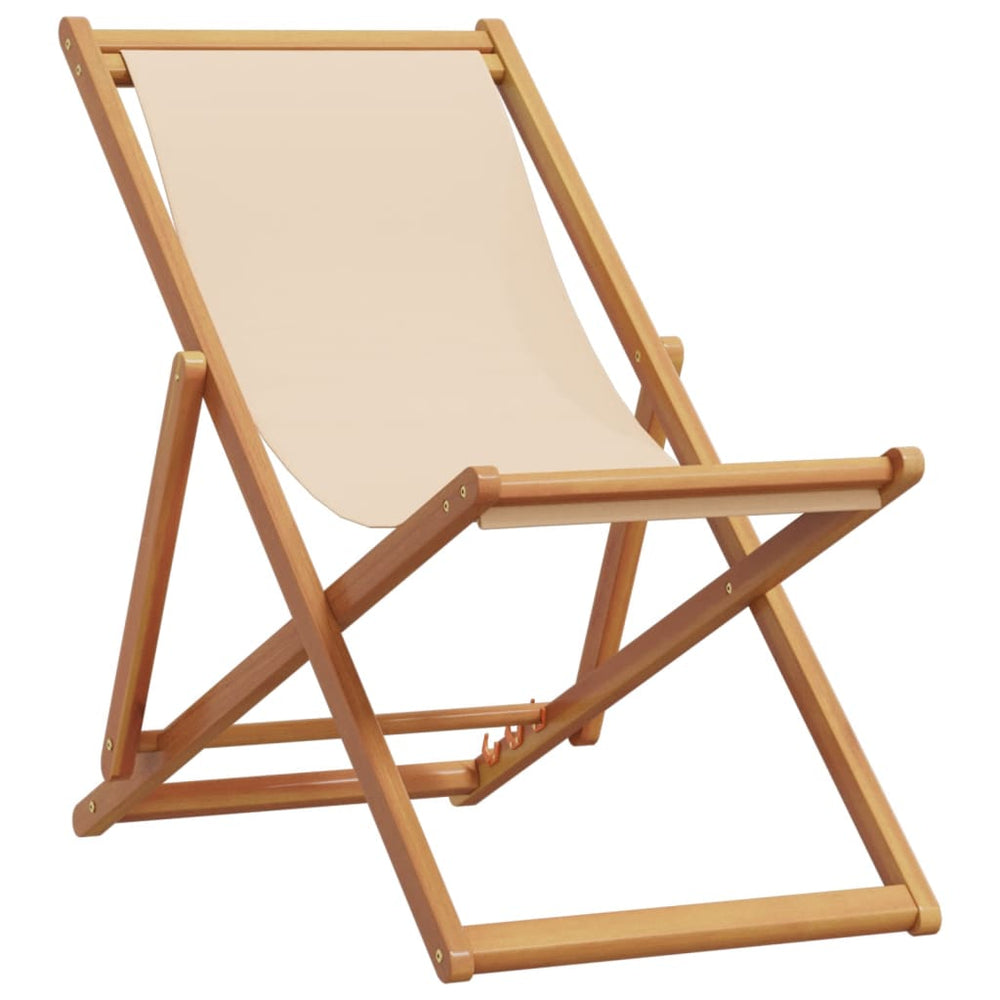Klappbarer Strandstuhl Beige Eukalyptusholz