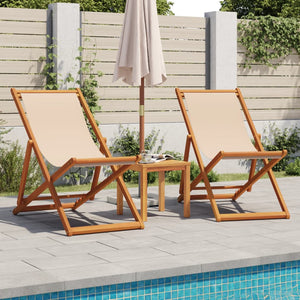 Klappbarer Strandstuhl Beige Eukalyptusholz