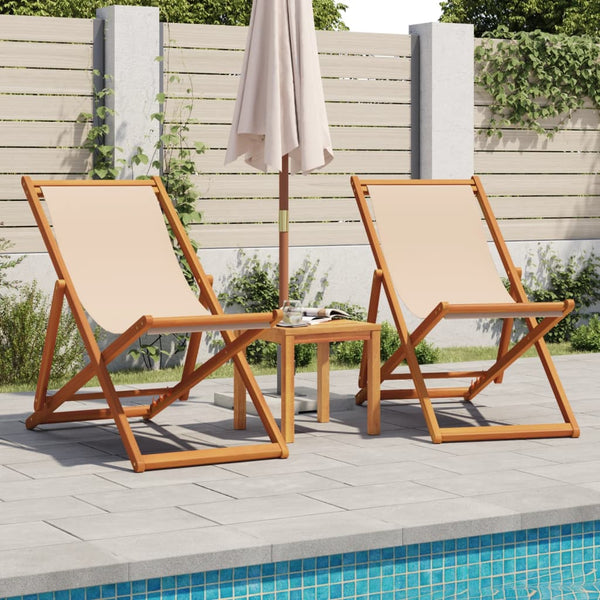 Klappbarer Strandstuhl Beige Eukalyptusholz