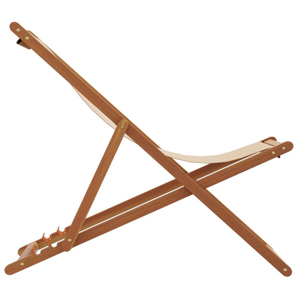 Klappbarer Strandstuhl Beige Eukalyptusholz